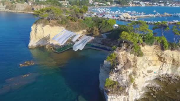 Aerial Drone View Video Famous Islet Cameo Agios Sostis Area — Stockvideo