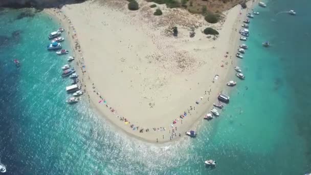 Aerial View Popular Beach Marathonisi Turtle Island Bay Laganas Zakynthos — Video