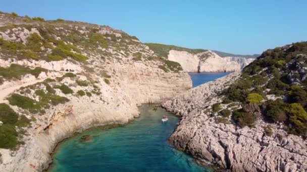 Playa Korakonissi Con Acantilados Isla Zakynthos Zante Grecia — Vídeos de Stock