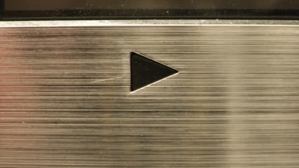 Extreme Close Old Vintage Vcr Play Button Finger Entering Pushing — Wideo stockowe
