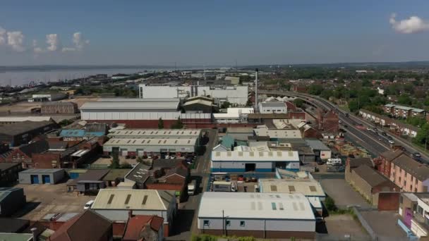 Aerial View A63 Hessle Road Industry Business Foreground Hull — Stock Video
