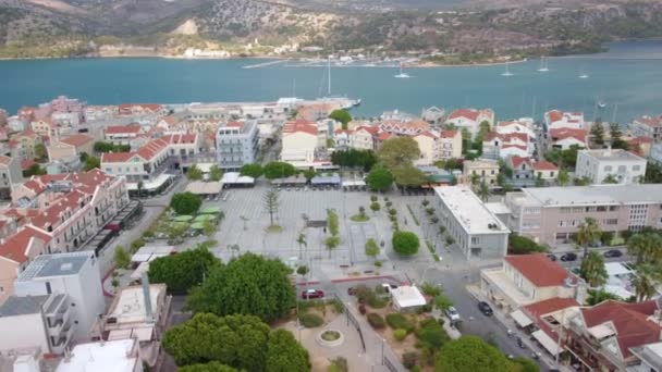 Aerial Argostoli City Kefalonia Island Greece — Stok Video