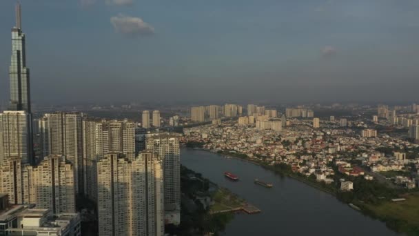 Late Afternoon View High Rise Development Skyscraper Drone View City — Videoclip de stoc