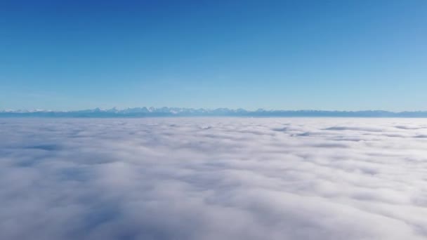 Wonderful Flight Drone Breathtaking Sea Fog Majestic Swiss Alps Beautiful — Vídeos de Stock