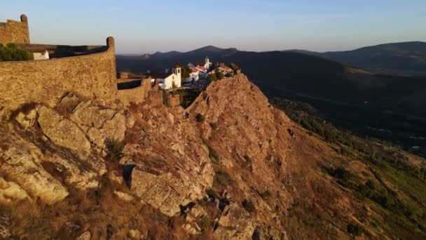 Drone Flies Birds White Church Marvo Castle — Vídeos de Stock