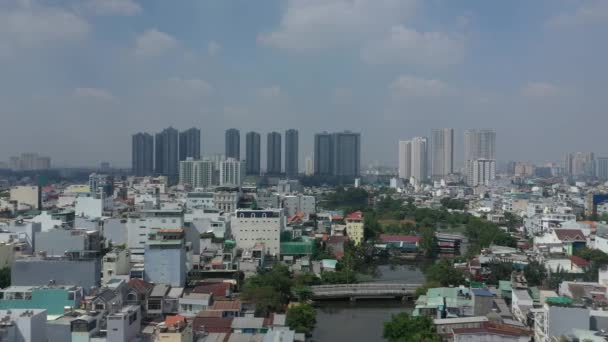 Aerial Tracking Shot High Density Suburban Area Sunny Day Featuring — Stock videók