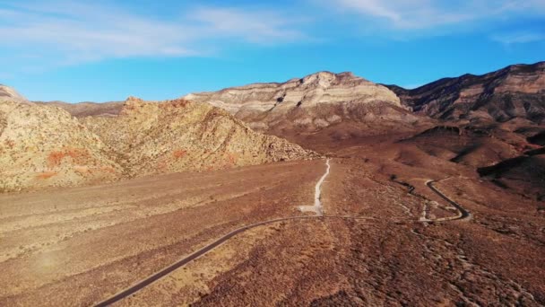 Red Rock Canyon Aerial Approach Highways Trails — Stock video