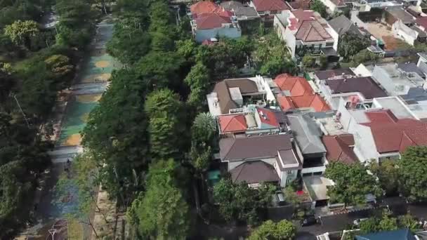 Indonesia Jakarta City Complex Community Park Neighborhood Aerial Drone — 图库视频影像