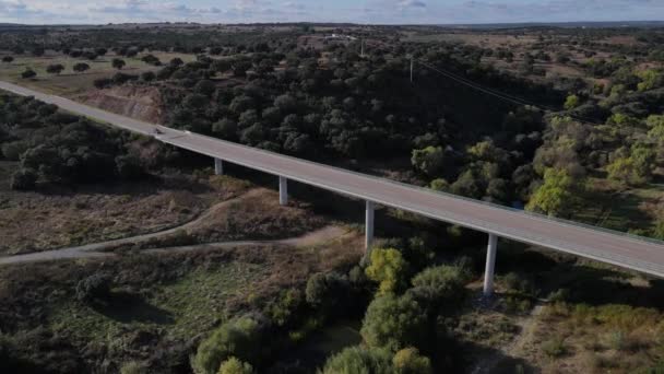 Ponte Moderno Vila Formosa Portogallo Inclinazione Aerea Ascendente Verso Basso — Video Stock