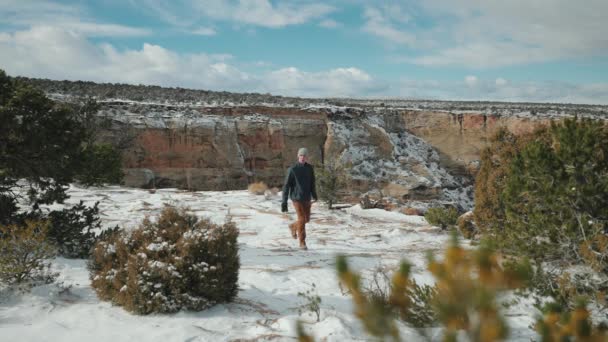 Fotografie Zasněžených Horách Úžasná Scenérie Mírném Sněžení — Stock video