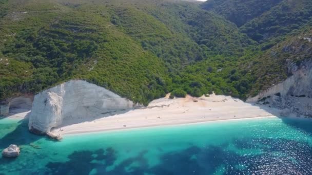 Праздничный Отдых Пляж Фтери Острове Кефалония Греция Самый Красивый Галечный — стоковое видео