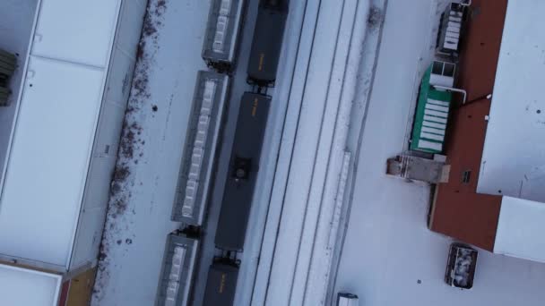 Train Oil Trailers City Downtown Calgary Winter Snow Tilt — Vídeos de Stock