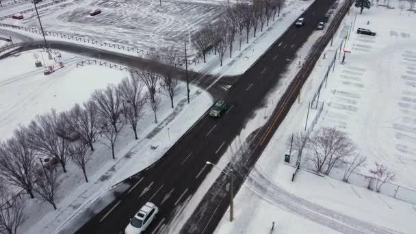 City Calgary Empty Parking Lot Flyover — ストック動画