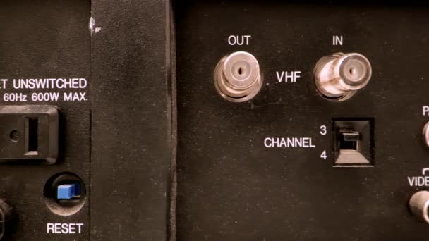 Extreme Close Featuring Inputs Back Vintage Vcr — Stockvideo