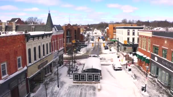 Aerial Footage Downtown Northville — Vídeos de Stock