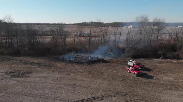 Remote Fire Extingution Salem Fire Dept Illinois Interstate Northbound — Stock videók