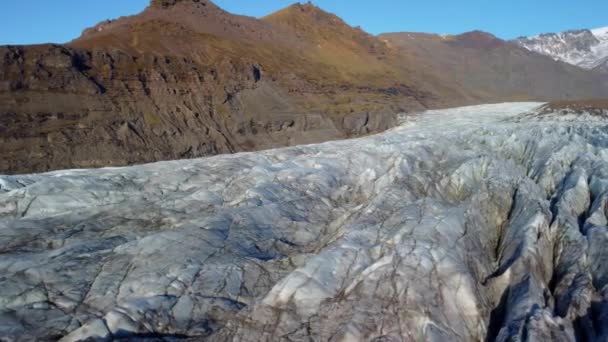 Beautiful Cinematic Aerial View Massive Svinafellsjokull Glacier Iceland — Wideo stockowe