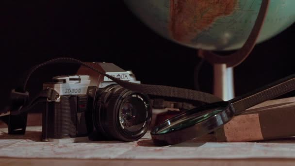 Explorer Journalling Slider Panning Traveler Vintage Camera Accessories Carefree Exploring — Wideo stockowe