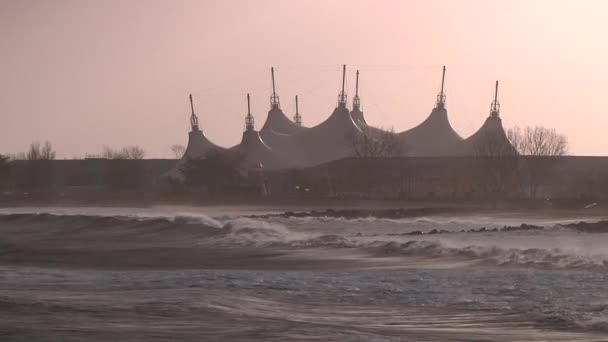 Butlins Holiday Camp Seen Sea Storm Franklin Bristol Channel Minehead — Stock video