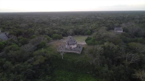 Amazing Ruined Mayan Observatory Seen Air — Stock video