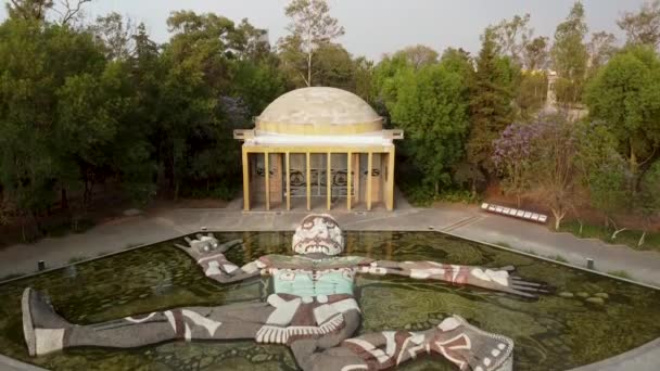 Çeşme Tlaloc Diego Rivera Tarafından Tasarlandı Yukarıdan Manzara Chapultepec Mexico — Stok video