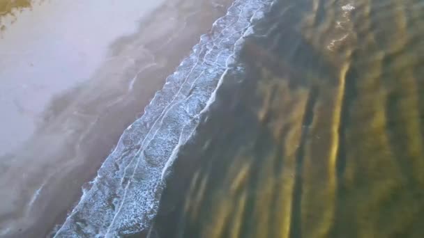 Aerial View Rolling Waves Sunrise Ocean Close Lkken North Sea — Vídeo de Stock