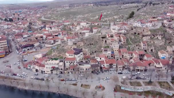 Aerial View Avanos Cave City Cappadocia Central Anatolia Turkey — Stock Video