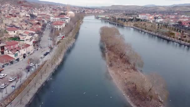 Beautiful Kizilirmak River Landscape Avanos View Riverbanks Avanos Central Anatolia — Vídeo de Stock