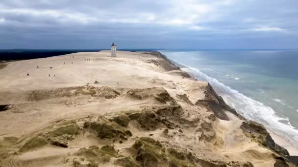 Aerial View Rubjerg Knude Lighthouse Beautiful Coastline North Sea Denmark — 图库视频影像