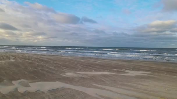 Aerial View Rolling Waves Sunrise Ocean Close Lkken North Sea — Vídeos de Stock