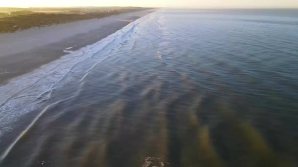 Aerial View Rolling Waves Sunrise Ocean Close Lkken North Sea — Vídeo de Stock