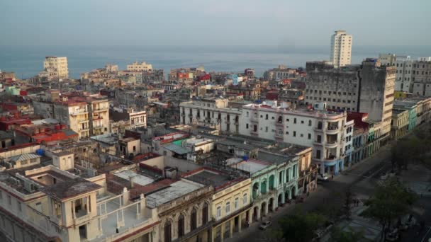 Skyline Von Havanna Kuba Mit Gebäuden Und Meer Hintergrund — Stockvideo