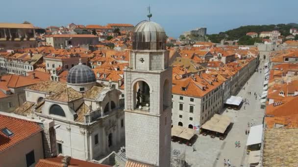 Dubrovnik Croatia Franciscan Church Stradun Street Monastery Dubrovnik Croatia Old — Stock video