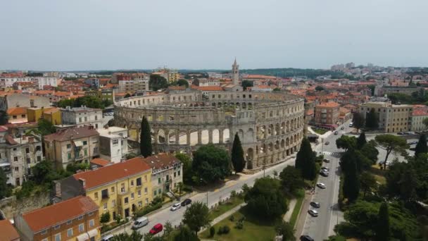 Majestic View Famous European City Pula Arena Roman Time Location — 비디오