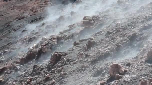 Gases Emerge Ground Volcano Etna Island Sicily Italy — Video