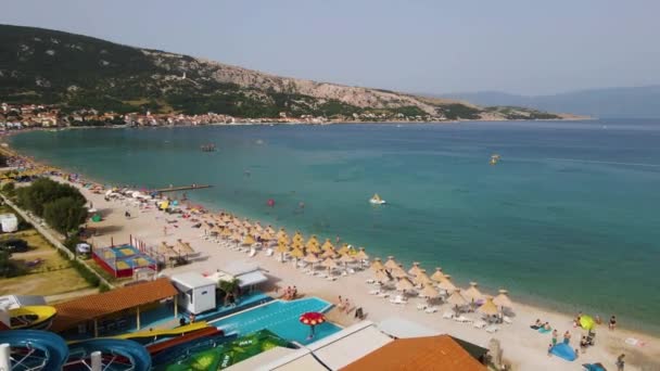 Ourists Supping Coast Krk Island Croatia Aerial Drone View Adriatic — Vídeo de stock