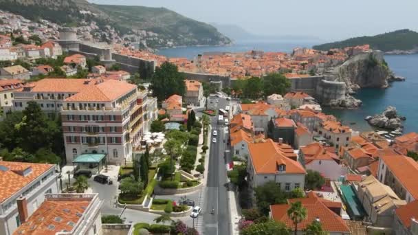 Dubrovnik City Franciscan Church Monastery Red Roof Houses Buildings Croatia — Vídeos de Stock