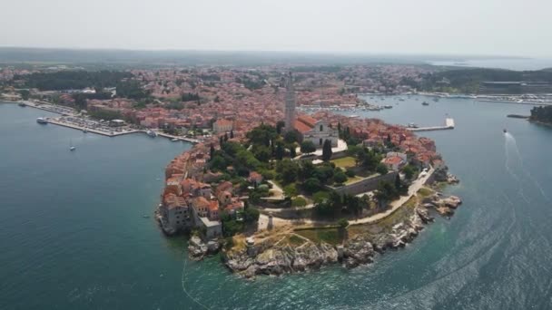 Gündüz Vakti Hırvatistan Istria Kentinde Rovinj Kentindeki Eski Ortaçağ Kasabası — Stok video