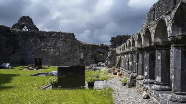 Motion Time Lapse Creevelea Abbey Medieval Ruin County Leitrim Ireland — Stockvideo