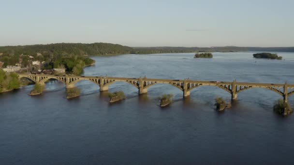 Columbia Wrightsville Bridge Lancaster County Pennsylvania Susquehanna River Sunset Aerial — Wideo stockowe
