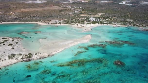 Aerial View Video Elafonisi Sandy Beach Crete Elafonissi One Most — 비디오