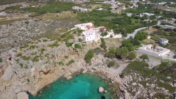 Chryssoskalitissa Monastery Crete Island Greece Moni Chrisoskalitissas Elafonissi Beach Creta — Stok Video