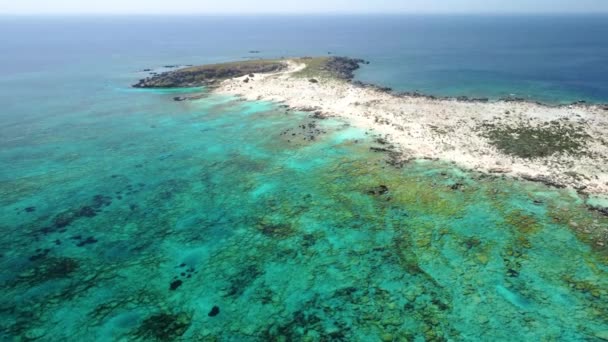 Elafonisi Lagoon Crete Greece Aerial Drone Shot — 图库视频影像