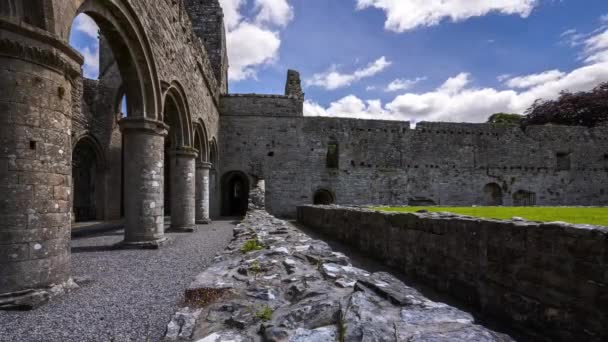 Motion Time Lapse Boyle Abbey Medieval Ruin County Roscommon Ireland — 비디오