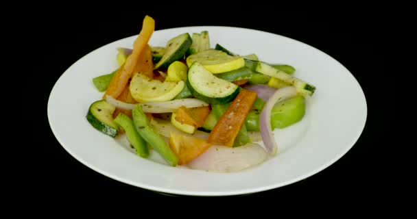 Grilled Vegetables Turntable Carrot Pumpkin Pepper Onion — Vídeos de Stock