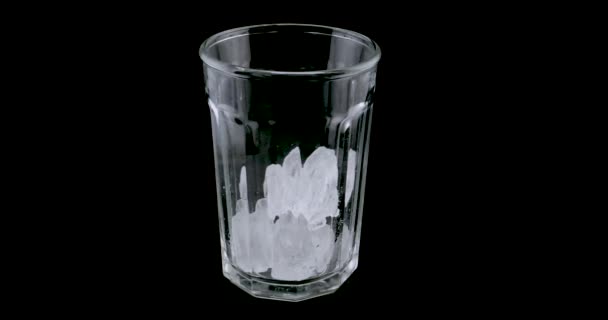 Crystal Glass Ice Rotating Plate Ice Falls Glass — Stock Video