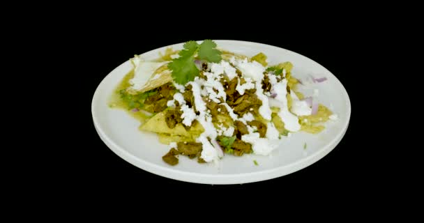 Chilaquiles Jajkami Gramofonie Żywność Meksykańska — Wideo stockowe