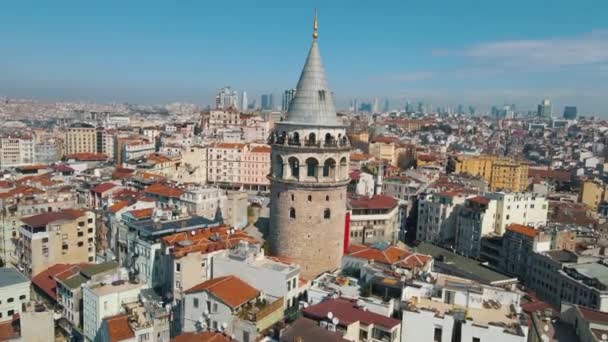 Galata Tower Istanbul Aerial View Istanbul Panorama Galata Tower Istanbul — Stockvideo