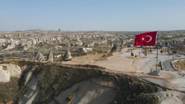 Aerial Drone Forwarding Shot Landscape Rocks Unusual Formation Called Fairy — Stockvideo