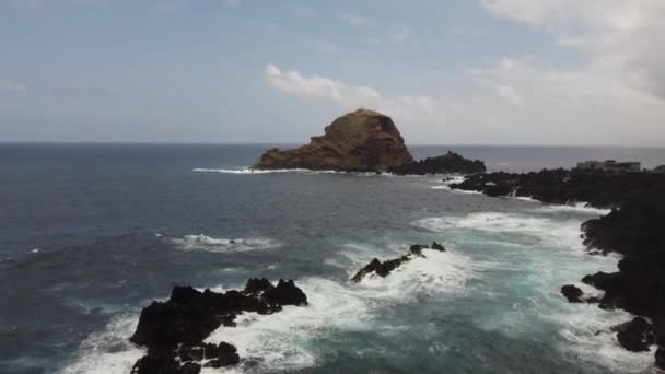 Rough Sea Coming Shore Porto Moniz Shot Dji — Video Stock